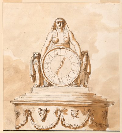 Projet pour une suggestion légèrement variée pour la partie supérieure du piédestal et la figure avec le cadran en 1938-88-2109 - Giuseppe Barberi