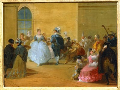 Un bal masqué vénitien ... (peinture sur toile) - Giuseppe Bernardino Bison