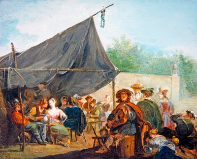 Scène de Campement avec des Personnages Buvant - Giuseppe Bernardino Bison