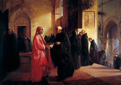 Rencontre entre Dante et Fra Ilario - Giuseppe Bertini