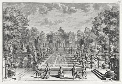 Décor pour une opéra dans un jardin, de Architectus Theatralis Primarius, gravé par Johann Andreas Pfeffel, publié en 1740 - Giuseppe Bibiena