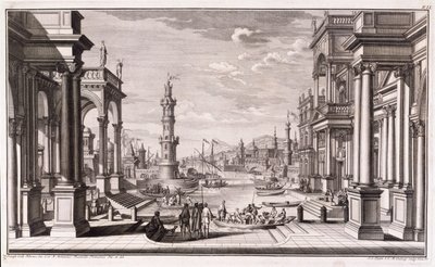 Petit port avec colonnes de style baroque, de 