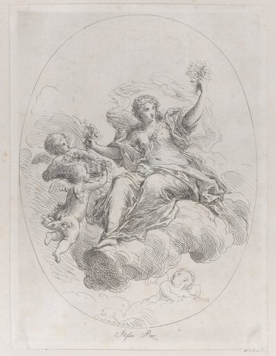 Figure allégorique sur un nuage avec des putti, d