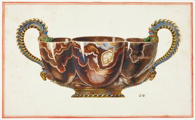Bassin avec poignées émaillées, décoré de têtes de dragon et de bélier - Giuseppe Grisoni