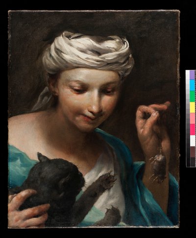 Fille avec un chat, avant 1747 - Giuseppe Maria Crespi