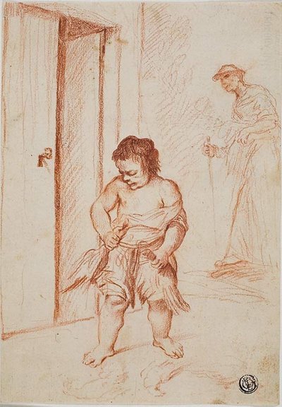 Étude de deux figures (recto); Copie fragmentaire (verso) - Giuseppe Maria Crespi