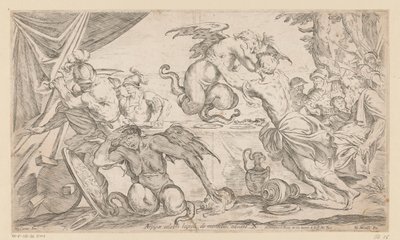 Aeneas et ses compagnons combattent les Harpies - Giuseppe Maria Mitelli