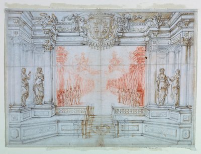 Dessin, scénographie : Ballet Cele, 1674 - Giuseppe Maria Mitelli