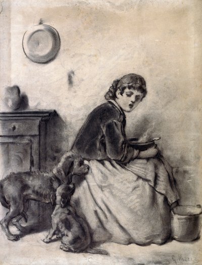 Femme avec des chiens - Giuseppe Mazza