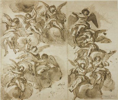 Conception de Plafond: Anges (recto); Esquisses d
