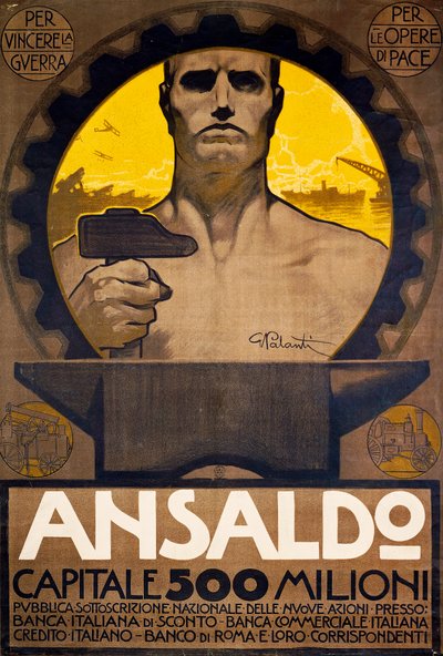 Ouvrier avec marteau et enclume, affiche d