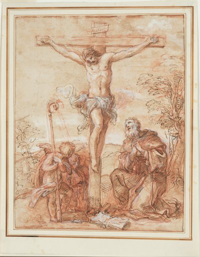 Saint Augustin et deux anges adorant le crucifix - Giuseppe Passeri