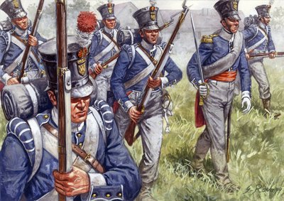 Premier Empire : Infanterie belge ou néerlandaise vers 1815 - Illustration de Giuseppe Rava - Giuseppe Rava