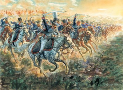 Premier Empire : la charge des hussards prussiens vers 1810 - Illustration de Giuseppe Rava - Giuseppe Rava