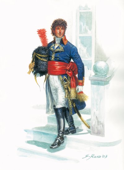 Portrait en pied de Joachim Murat (1767-1815) jeune militaire - Illustration de Giuseppe Rava - Giuseppe Rava