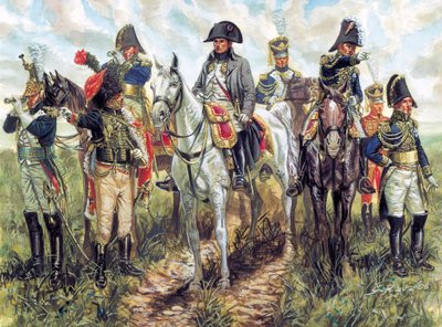 Portrait de Napoléon Ier (1769-1821) et de son état-major (illustration de Giuseppe Rava) - Giuseppe Rava