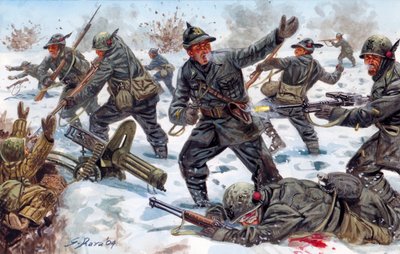 Seconde Guerre mondiale, Front russe : chasseurs alpins italiens en Russie en janvier 1943 - Giuseppe Rava