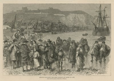 Les huguenots en Angleterre : Réfugiés huguenots français débarquant à Douvres en 1685 (gravure) - Godefroy Durand