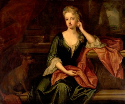 Dame avec un chien et un perroquet, 17e siècle - Godfrey Kneller