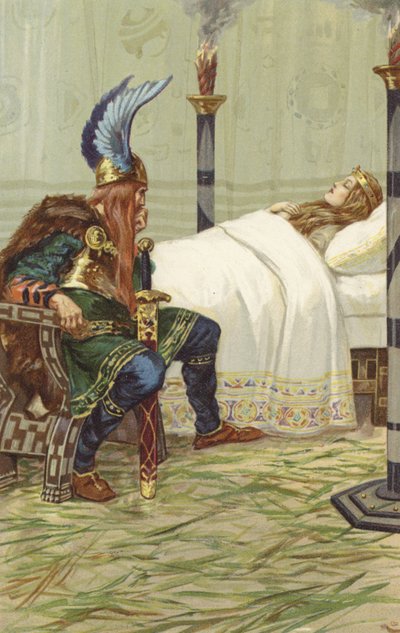 Harald assis à ses côtés et la regardant - Gordon Frederick Browne