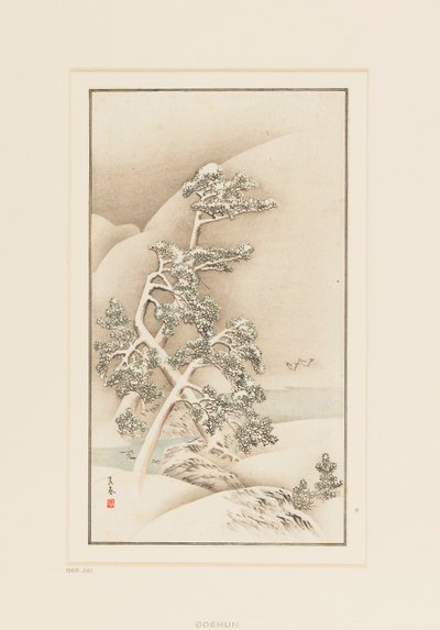 Gravure sur bois - Arbres dans la neige - Goshua