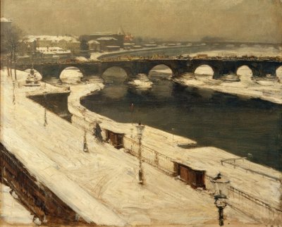 Elbe et pont Augustus en hiver - Gotthardt Johann Kuehl