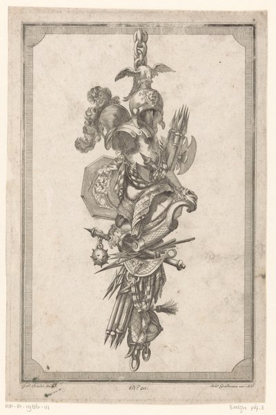 Trophée avec casques et armure - Gottlieb Friedrich Riedel
