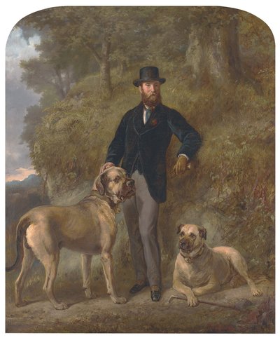 Colonel Garrick-Buchanan de Drumpellier avec ses deux mastiffs - Gourlay Steell