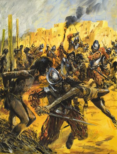 Conquistadors espagnols (gouache sur papier) - Graham Coton