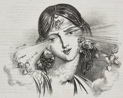 Beauté féminine, caricature de Jean-Jacques Grandville (1803-1847), lithographie de Gaetano Riccio de Poliorama Pittoresco, n 20, 24 décembre - Grandville