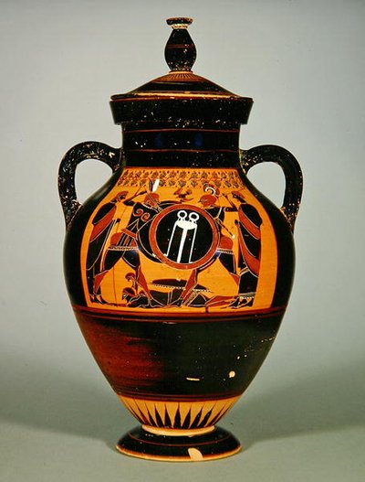 Amphore ventrue représentant Priam et Achille, vers 550 av. J.-C. - Greek
