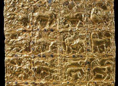 Feuille avec décoration en relief de Delphes (or) (détail) - Greek