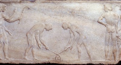 Art de la Grèce antique : Jeu de balle avec crosse (principe du hockey actuel) - Greek