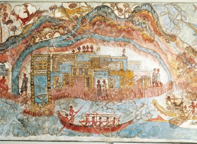 Fresque représentant une procession de navires d