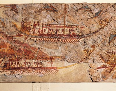 Fresque représentant une procession de navires, d