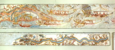 Expéditions navales et paysage fluvial, fresque d