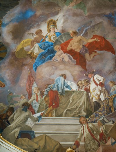 Un génie recommande un groupe de généraux autrichiens à Minerve, déesse de la science militaire (ca ... - Gregorio Guglielmi