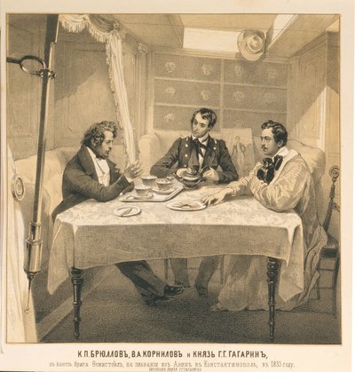 Karl Bryullov, Vladimir Kornilov et le comte Grigori Gagarin à bord du brigantin Themistocles - Grigori Grigorevich Gagarin