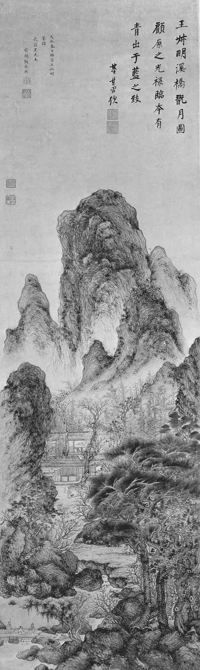 Appréciant la lune : Paysage à la manière de Wang Meng, daté de 1628 - Gu Yide