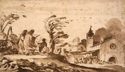 Paysage avec une procession funéraire - Guercino
