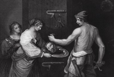 La tête de Jean-Baptiste apportée dans un plat, Matthieu, Ch XIV, vs 6 - Guercino (1591 1666) (after)