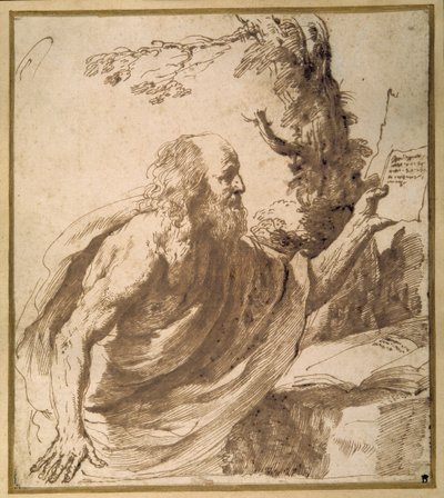 Un saint lisant dans le désert - Guercino