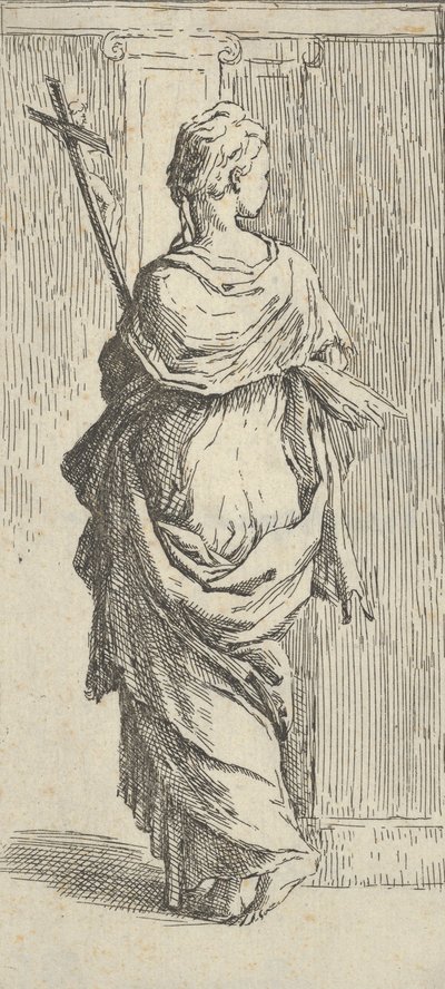 Fille portant un crucifix et marchant vers un pilastre, vue de dos, vers 1590-1600 - Guido Reni
