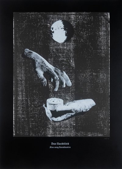 Le chant de la nuit, Ainsi parlait Zarathoustra, 2024 (gravure sur bois et sérigraphie) - Guilherme Pontes