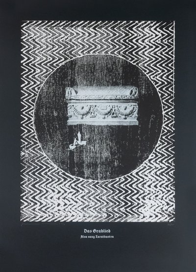 Le chant de la tombe, Ainsi parlait Zarathoustra, 2024 (gravure sur bois et sérigraphie) - Guilherme Pontes