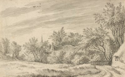 Chemin du village avec la flèche de l