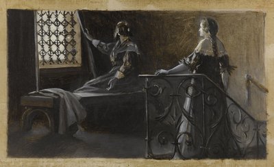 Ethel et la femme voilée, vers 1889 (huile sur toile) - Guillaume Albert Demarest