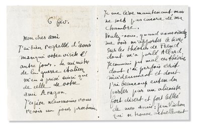 Lettre autographe signée à André Breton, 6 février 1918 - Guillaume Apollinaire