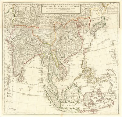 1705 map - Carte des Indes et de la Chine - Guillaume Delisle