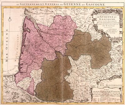 Carte du gouvernement de Guyenne et Gascogne (France) (gravure) - Guillaume Delisle